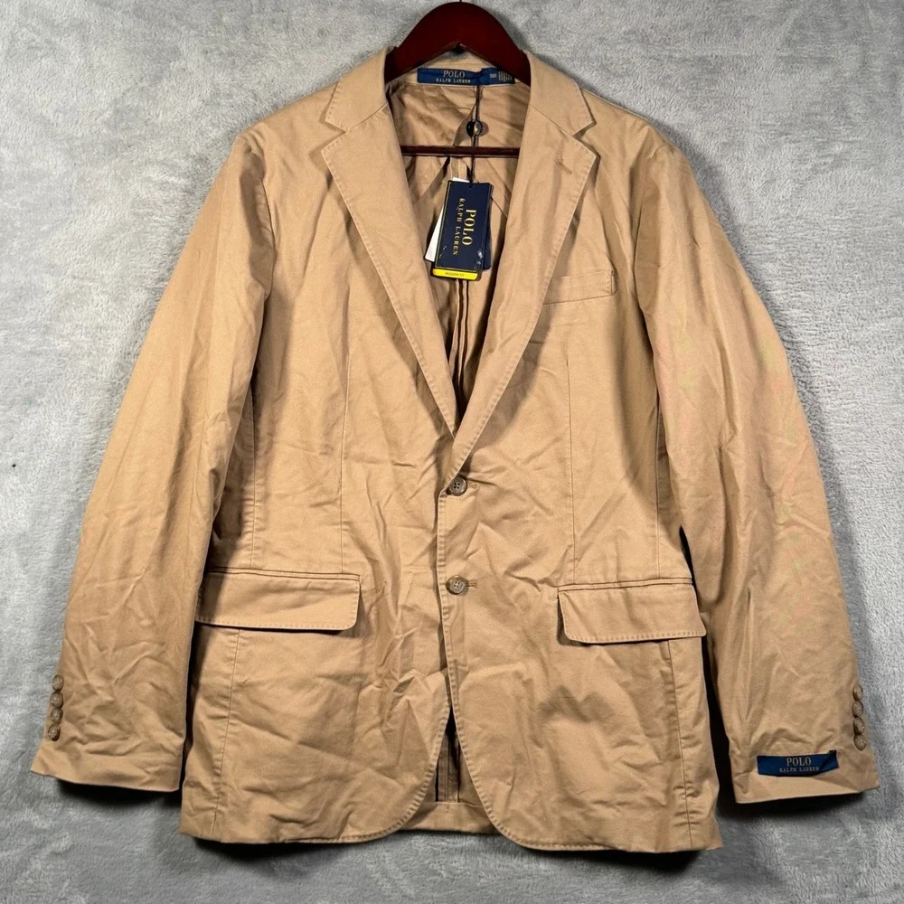 Polo Ralph Lauren Blazer Mens 38R Tan Modern Fit Unconstructed Sport Coat Jacket